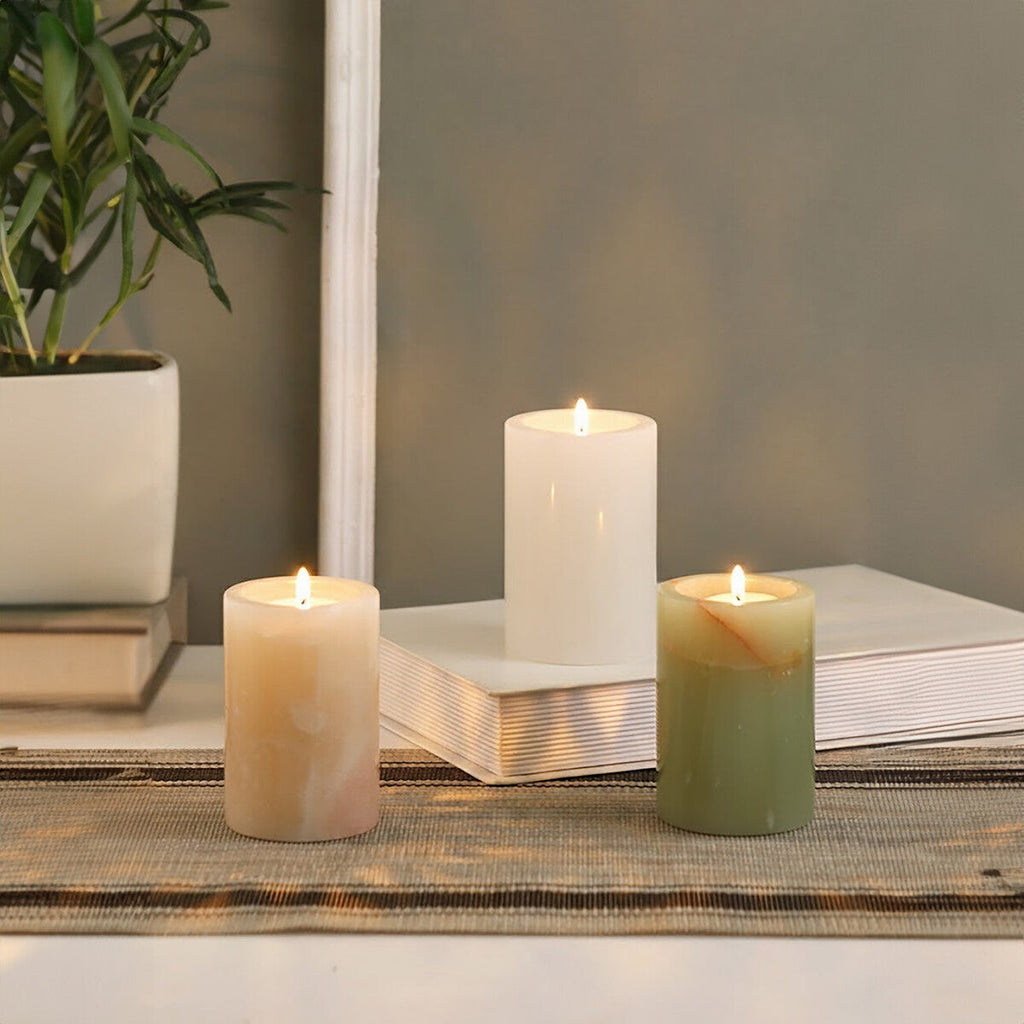Orsina Oleena Onyx Tealight Holders – Set of 3 Natural Stone Decor