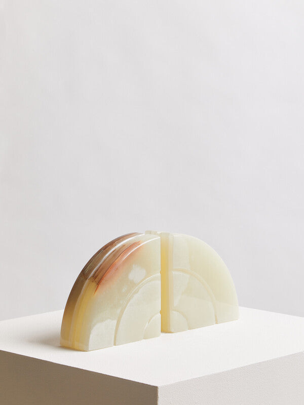 Orsina Oleena Onyx Bookends – Set of 2 Natural Stone Shelf Organizers