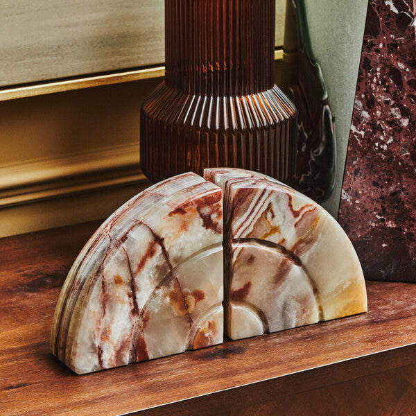 Orsina Oleena Onyx Bookends – Set of 2 Natural Stone Shelf Organizers