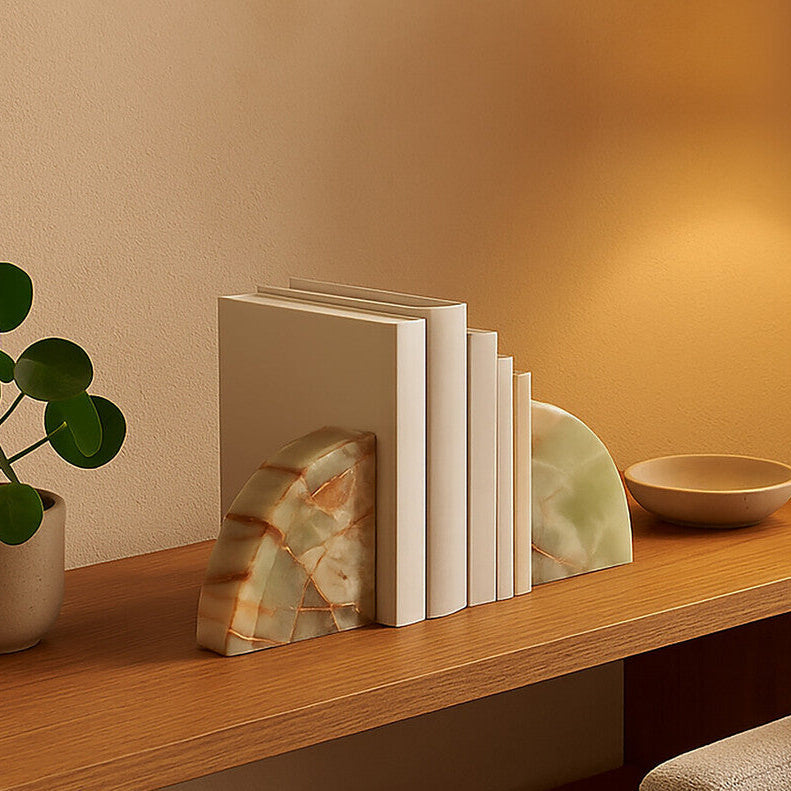 Orsina Oleena Onyx Bookends – Set of 2 Natural Stone Shelf Organizers
