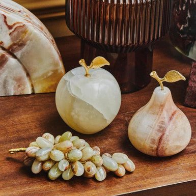 Orsina Oleena Onyx Decorative Pear – Sculptural Stone Home Ornament