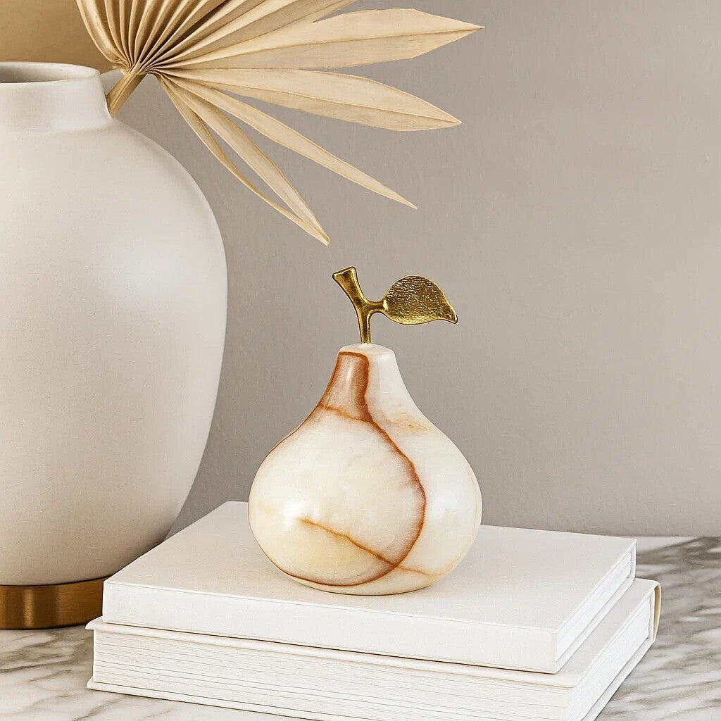 Orsina Oleena Onyx Decorative Pear – Sculptural Stone Home Ornament
