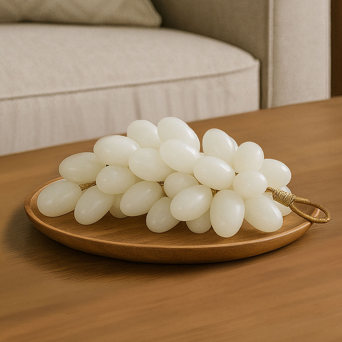 Orsina Oleena White Onyx Decorative Grapes with Gold-Tone Stem