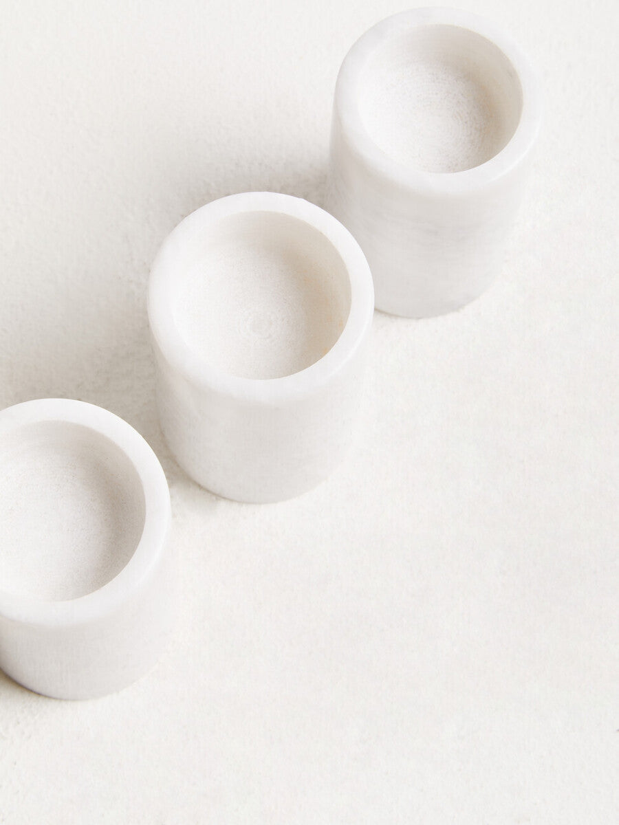 Orsina Salmo White Marble Tealight Holders – Set of 3 Candle Holders