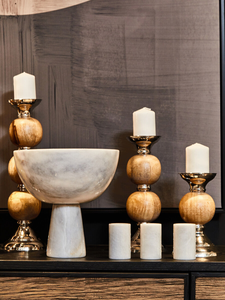 Orsina Salmo White Marble Tealight Holders – Set of 3 Candle Holders