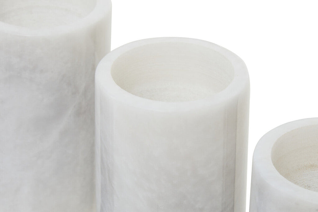 Orsina Salmo White Marble Tealight Holders – Set of 3 Candle Holders