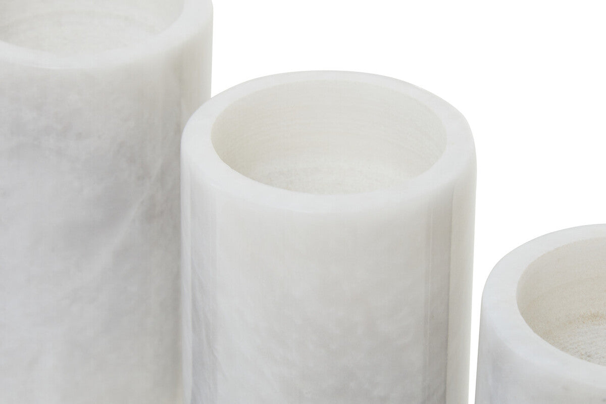 Orsina Salmo White Marble Tealight Holders – Set of 3 Candle Holders