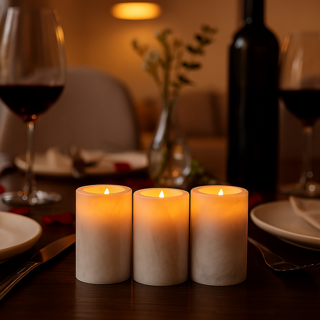 Orsina Salmo White Marble Tealight Holders – Set of 3 Candle Holders
