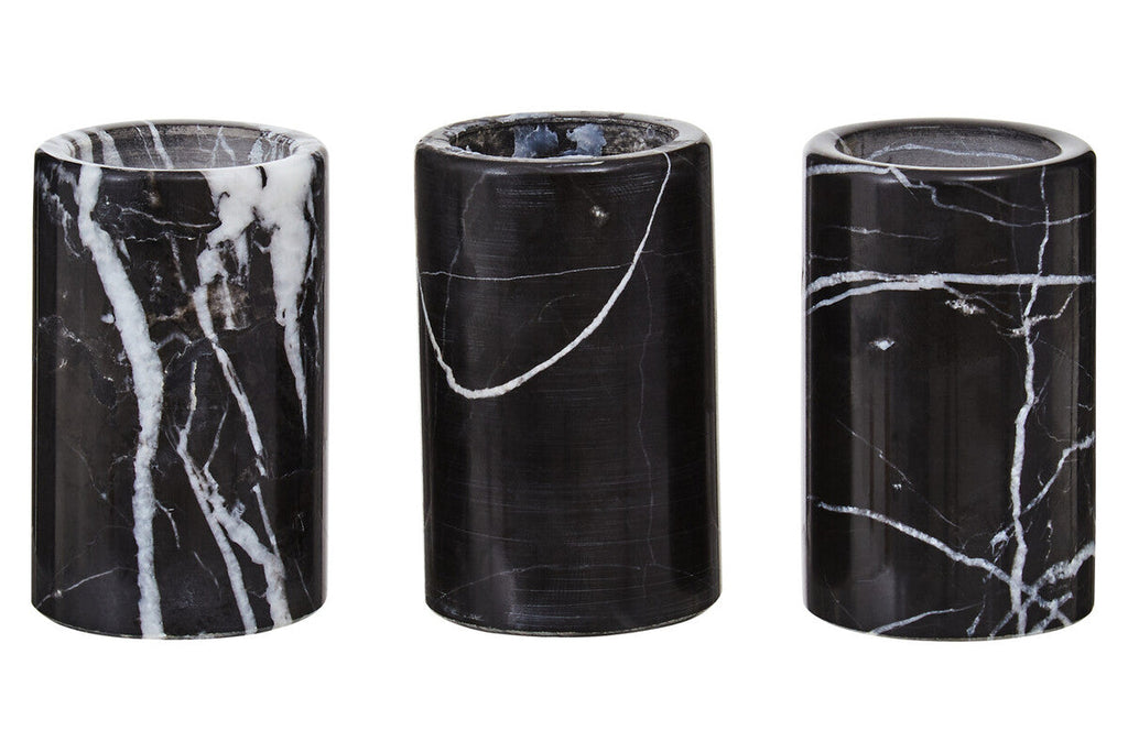 Orsina Salmo Black Marble Tealight Holders – Set of 3 Luxury Accents