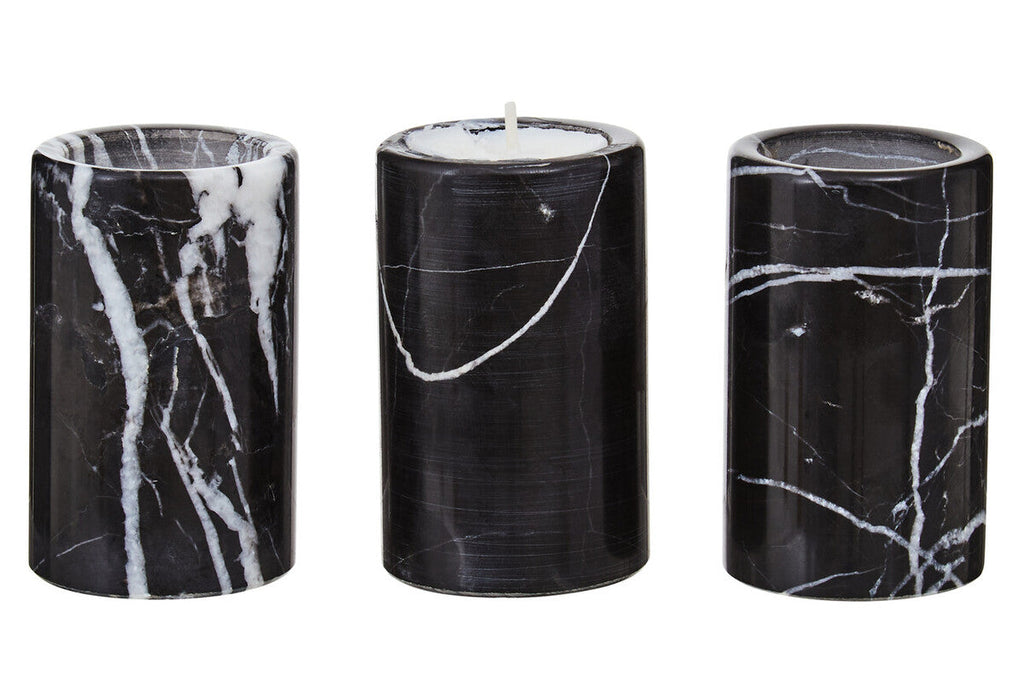 Orsina Salmo Black Marble Tealight Holders – Set of 3 Luxury Accents