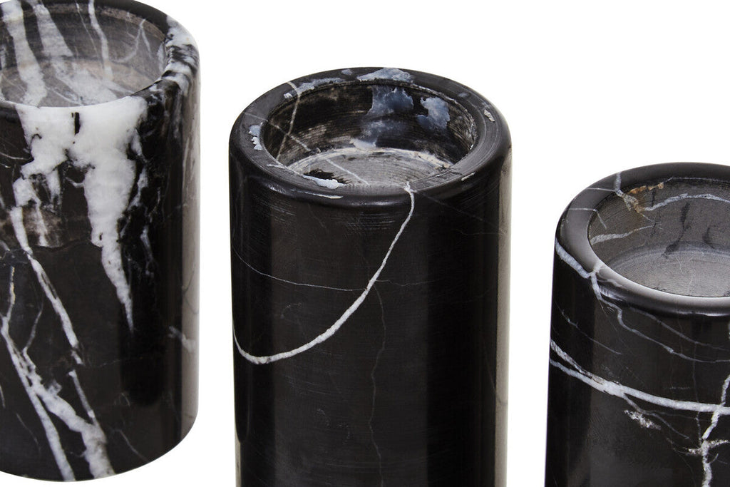Orsina Salmo Black Marble Tealight Holders – Set of 3 Luxury Accents