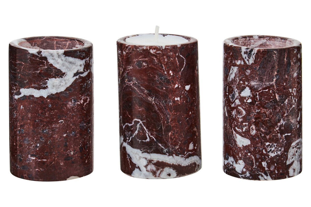 Orsina Salmo Red Marble Tealight Holders – Set of 3 Candle Holders