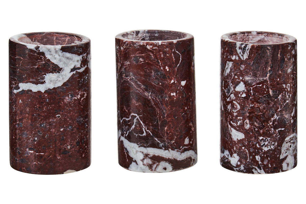 Orsina Salmo Red Marble Tealight Holders – Set of 3 Candle Holders