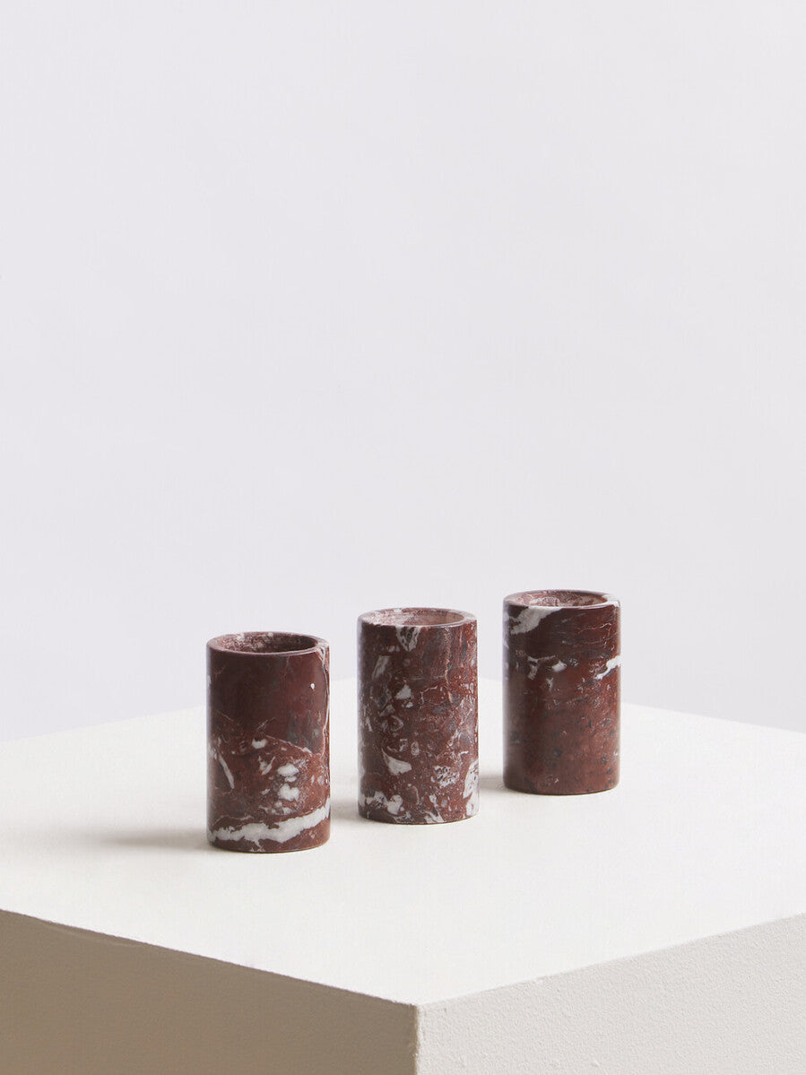 Orsina Salmo Red Marble Tealight Holders – Set of 3 Candle Holders