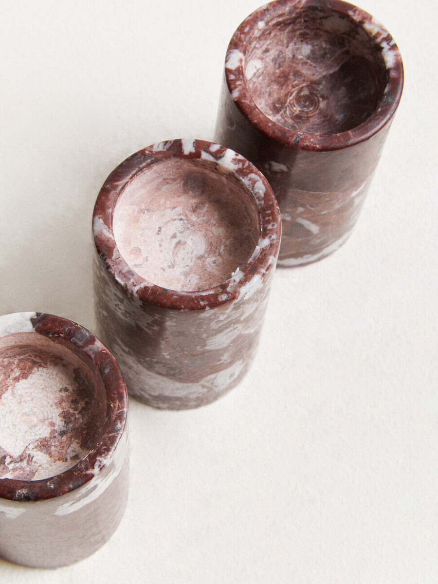 Orsina Salmo Red Marble Tealight Holders – Set of 3 Candle Holders