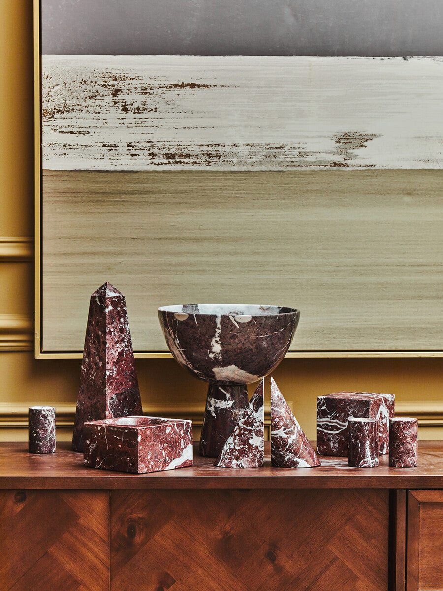 Orsina Salmo Red Marble Tealight Holders – Set of 3 Candle Holders