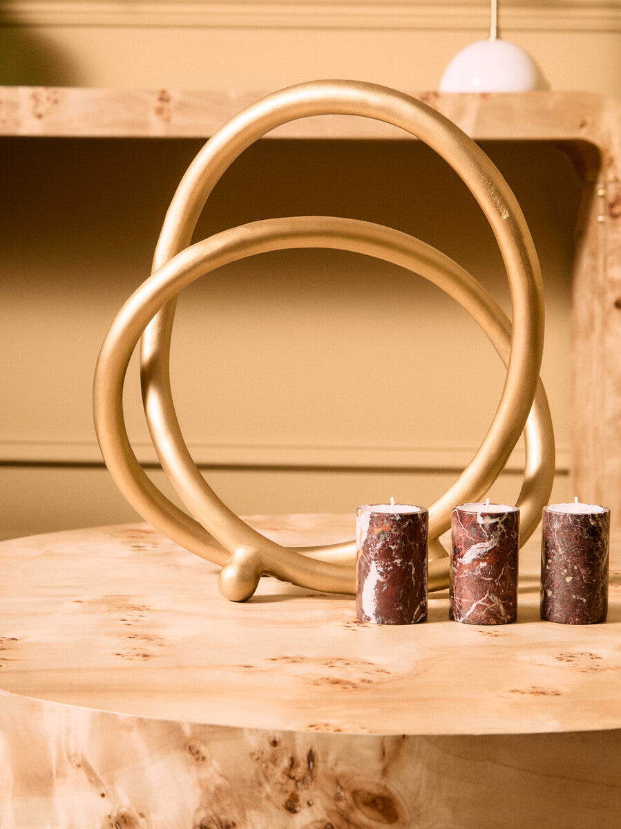 Orsina Salmo Red Marble Tealight Holders – Set of 3 Candle Holders