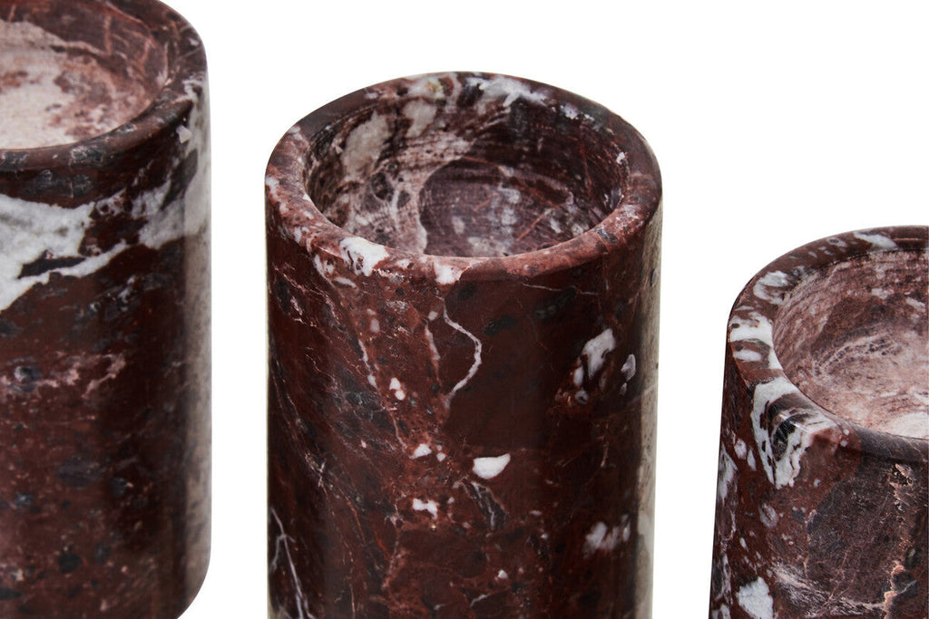 Orsina Salmo Red Marble Tealight Holders – Set of 3 Candle Holders