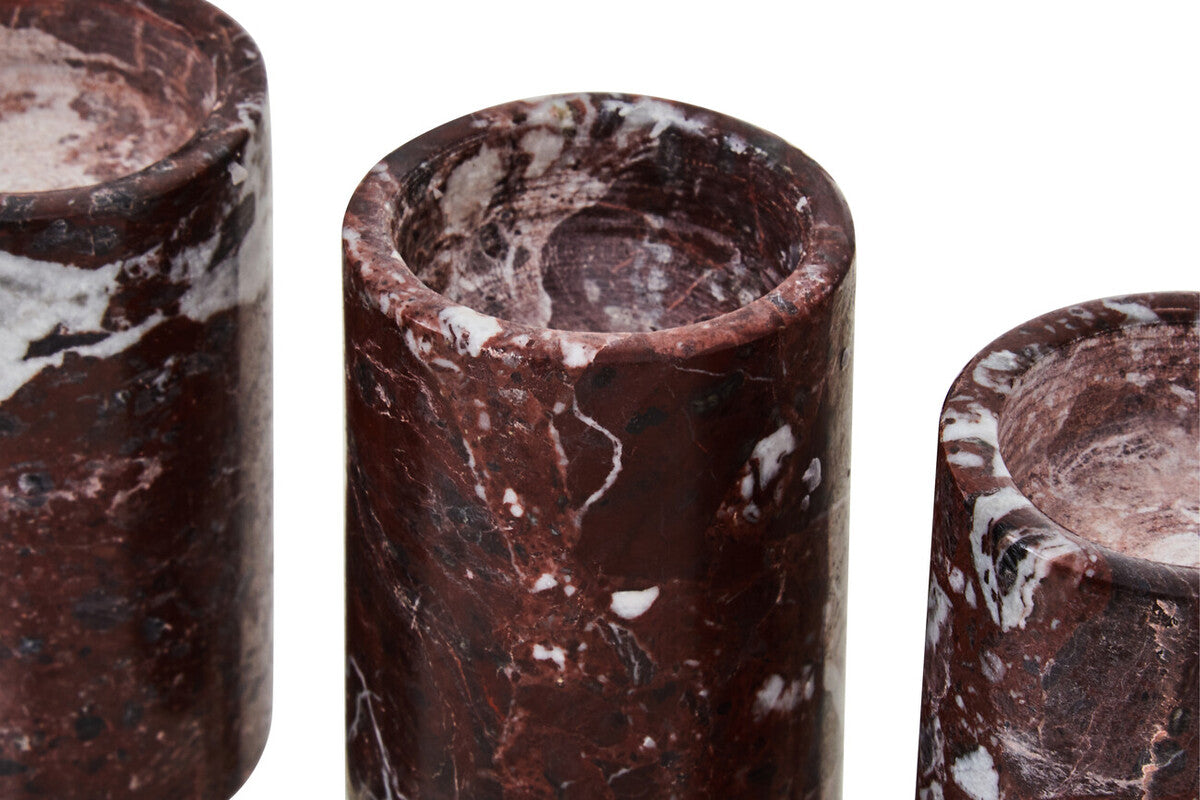Orsina Salmo Red Marble Tealight Holders – Set of 3 Candle Holders
