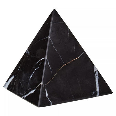Orsina Salmo Marble Pyramid Ornament – Black Stone Geometric Decor