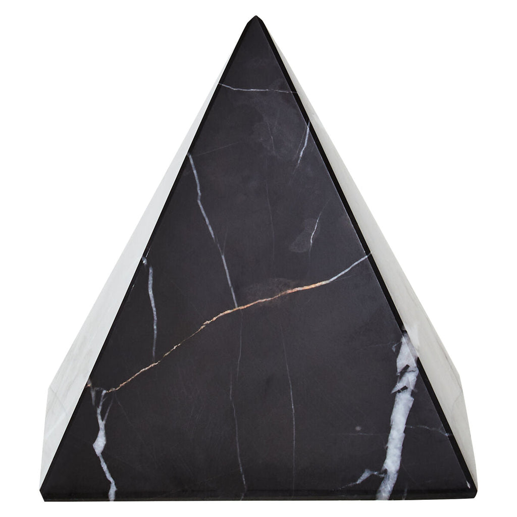 Orsina Salmo Marble Pyramid Ornament – Black Stone Geometric Decor