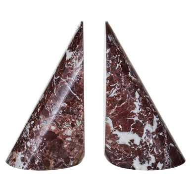 Red Marble Bookends by Orsina – Set of 2 Polished Stone Book Supports