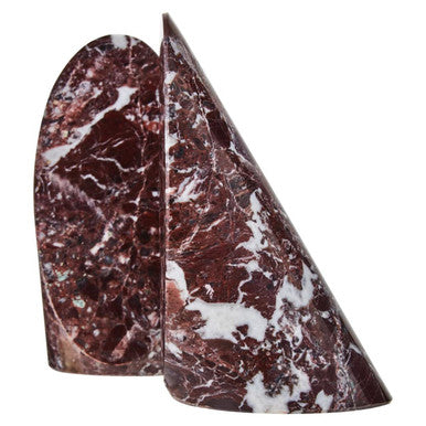 Red Marble Bookends by Orsina – Set of 2 Polished Stone Book Supports