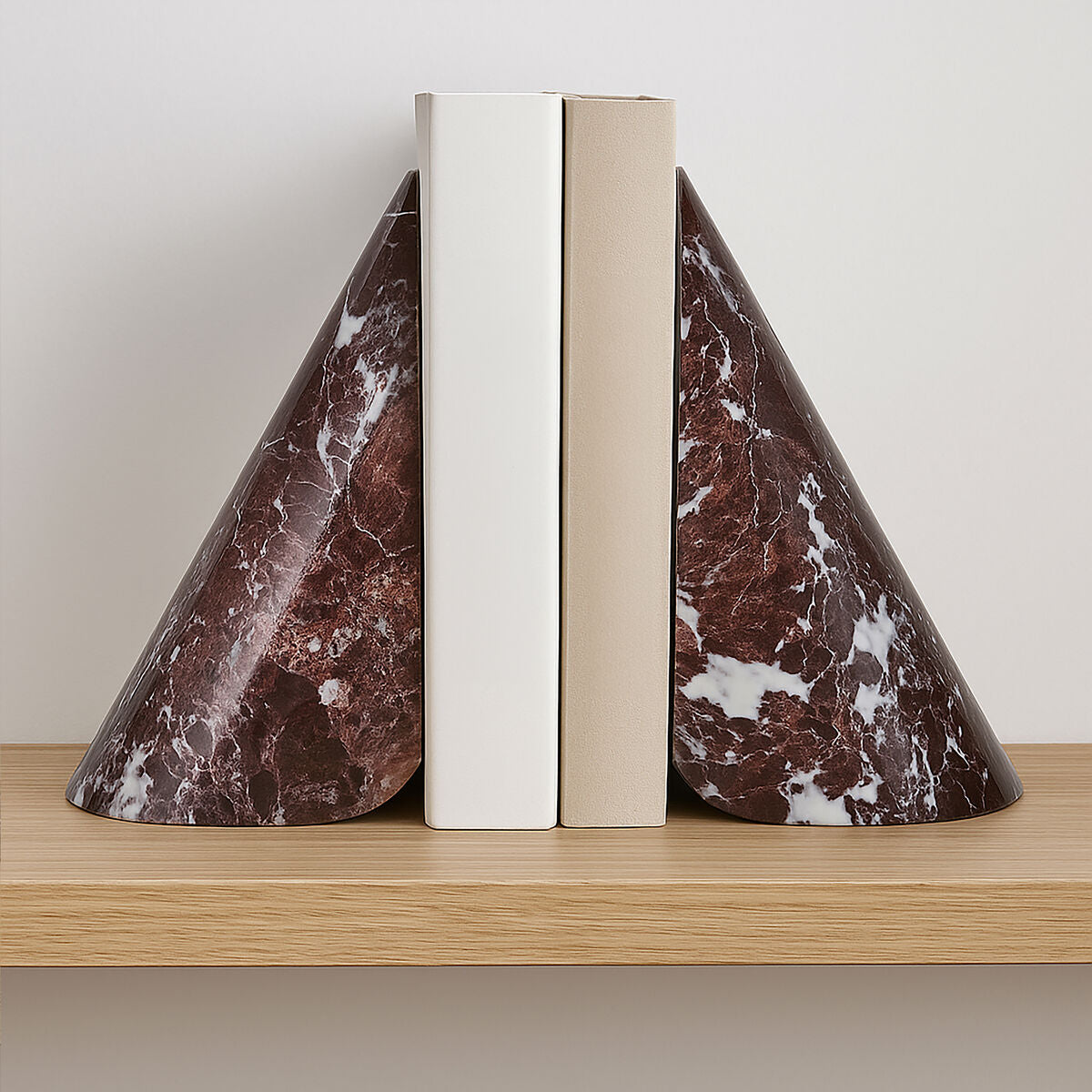 Red Marble Bookends by Orsina – Set of 2 Polished Stone Book Supports