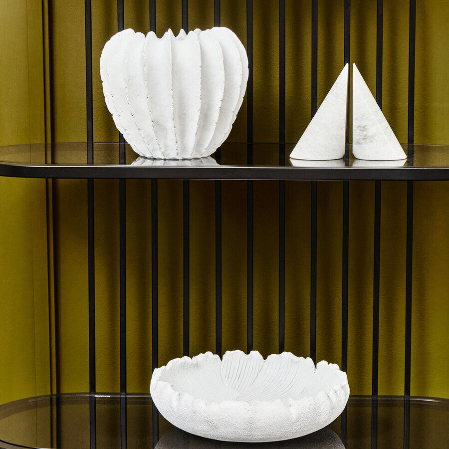 Orsina Salmo White Marble Bookends – Set of 2 Polished Stone Organizers