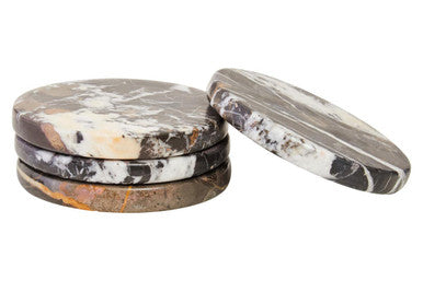 Orsina Salmo Black Marble Coasters – Set of 4 Square Stone Coasters