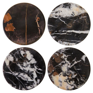 Orsina Salmo Black Marble Coasters – Set of 4 Square Stone Coasters