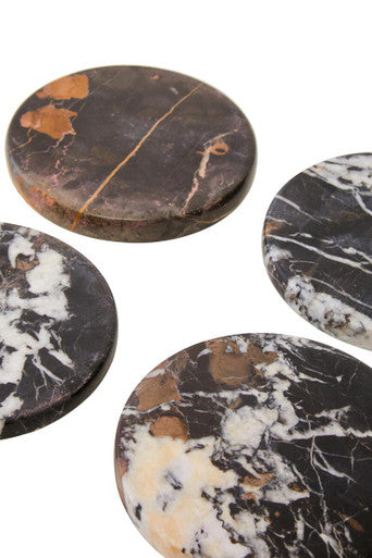 Orsina Salmo Black Marble Coasters – Set of 4 Square Stone Coasters