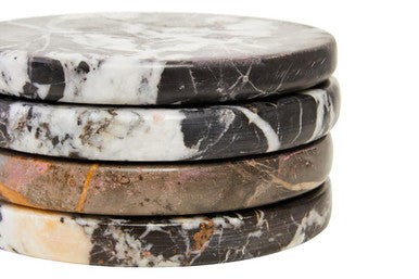 Orsina Salmo Black Marble Coasters – Set of 4 Square Stone Coasters