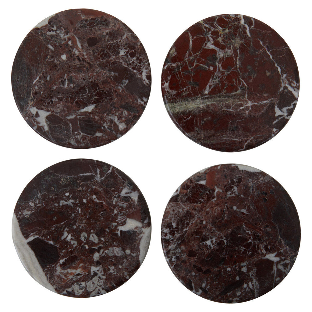 Orsina Salmo Red Marble Coasters – Set of 4 Polished Natural Stone
