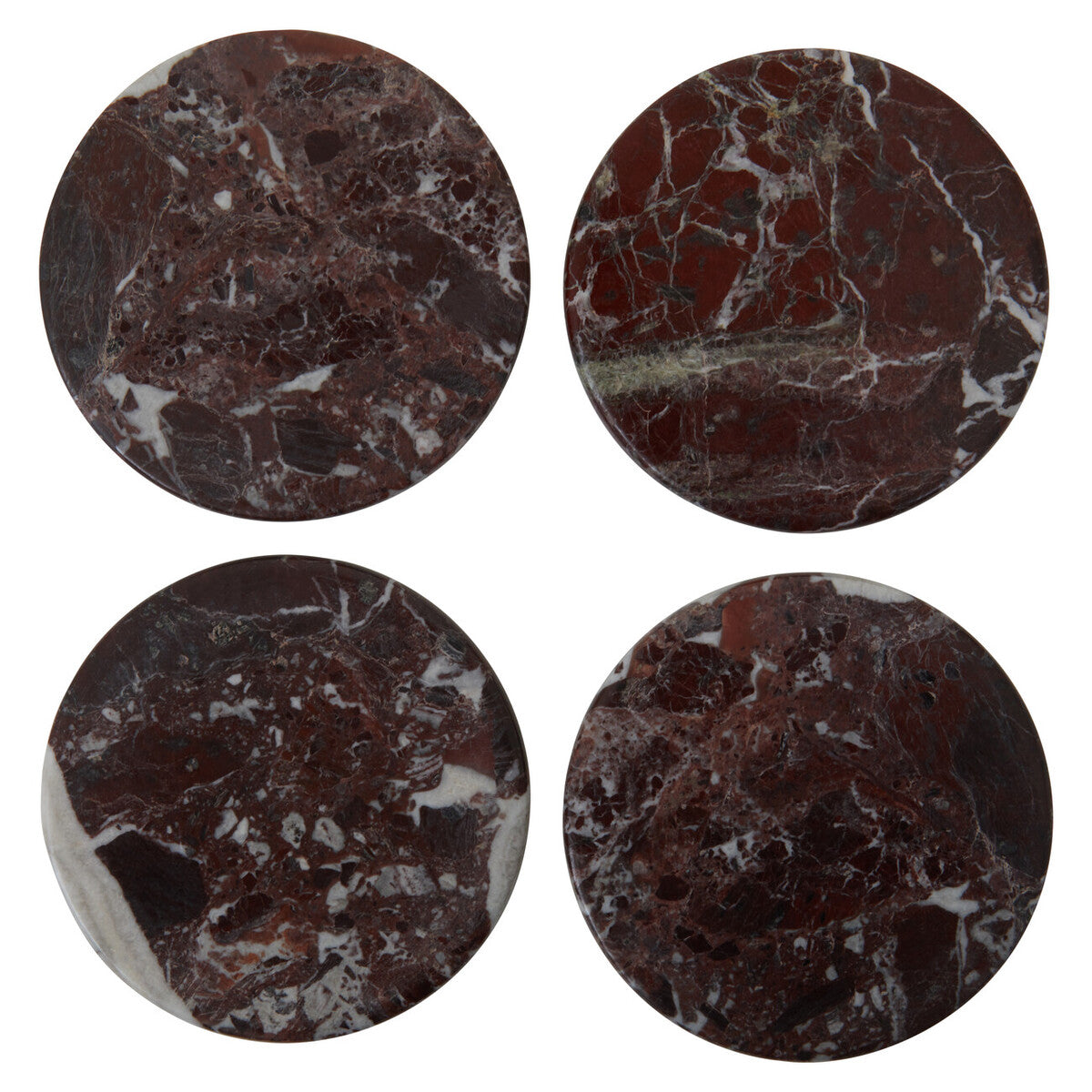 Orsina Salmo Red Marble Coasters – Set of 4 Polished Natural Stone