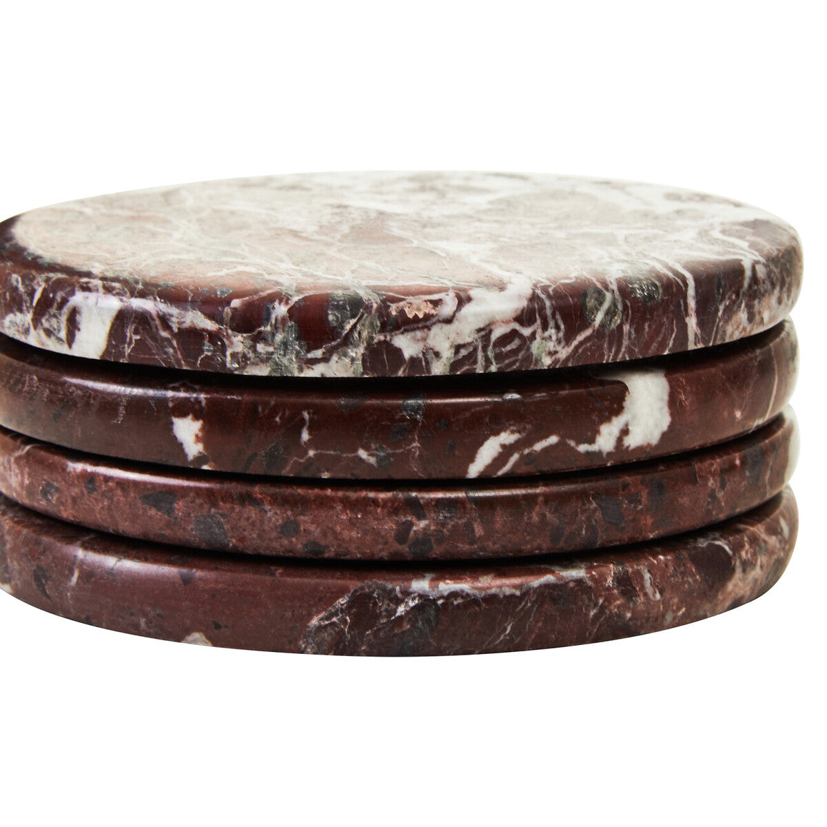 Orsina Salmo Red Marble Coasters – Set of 4 Polished Natural Stone