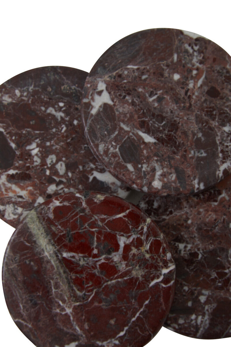 Orsina Salmo Red Marble Coasters – Set of 4 Polished Natural Stone