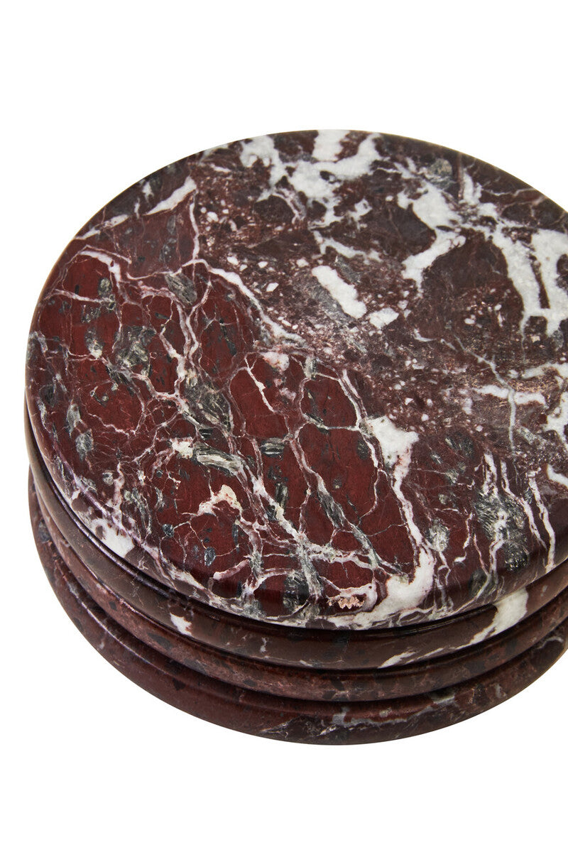 Orsina Salmo Red Marble Coasters – Set of 4 Polished Natural Stone