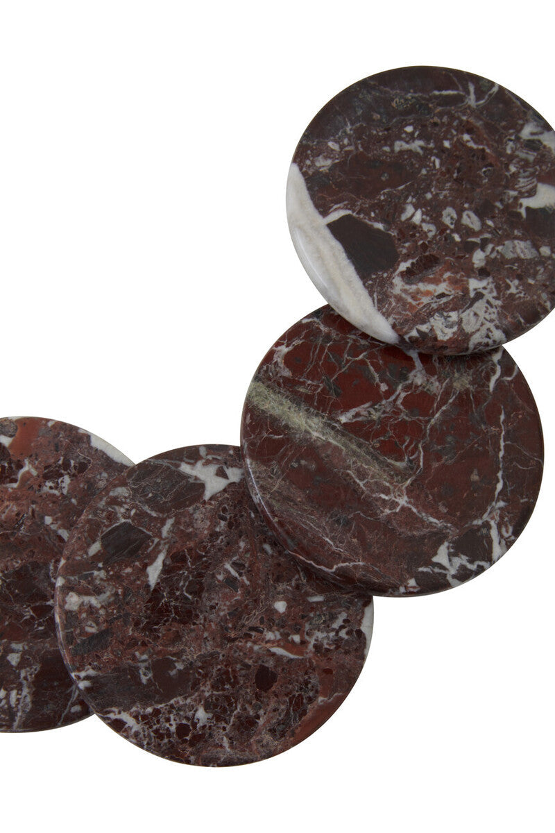 Orsina Salmo Red Marble Coasters – Set of 4 Polished Natural Stone