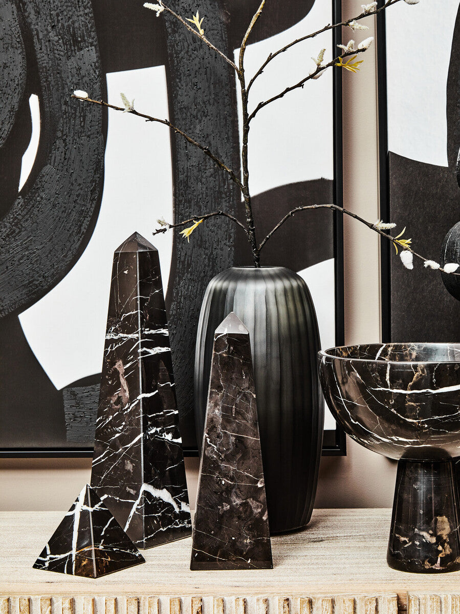Orsina Salmo Large Black Marble Obelisk | Luxury Geometric Decor