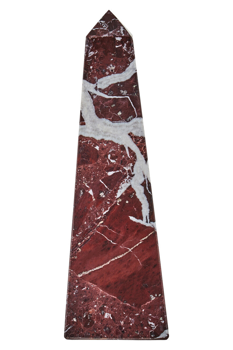 Orsina Salmo Small Red Marble Obelisk – Sculptural Home Decor Accent