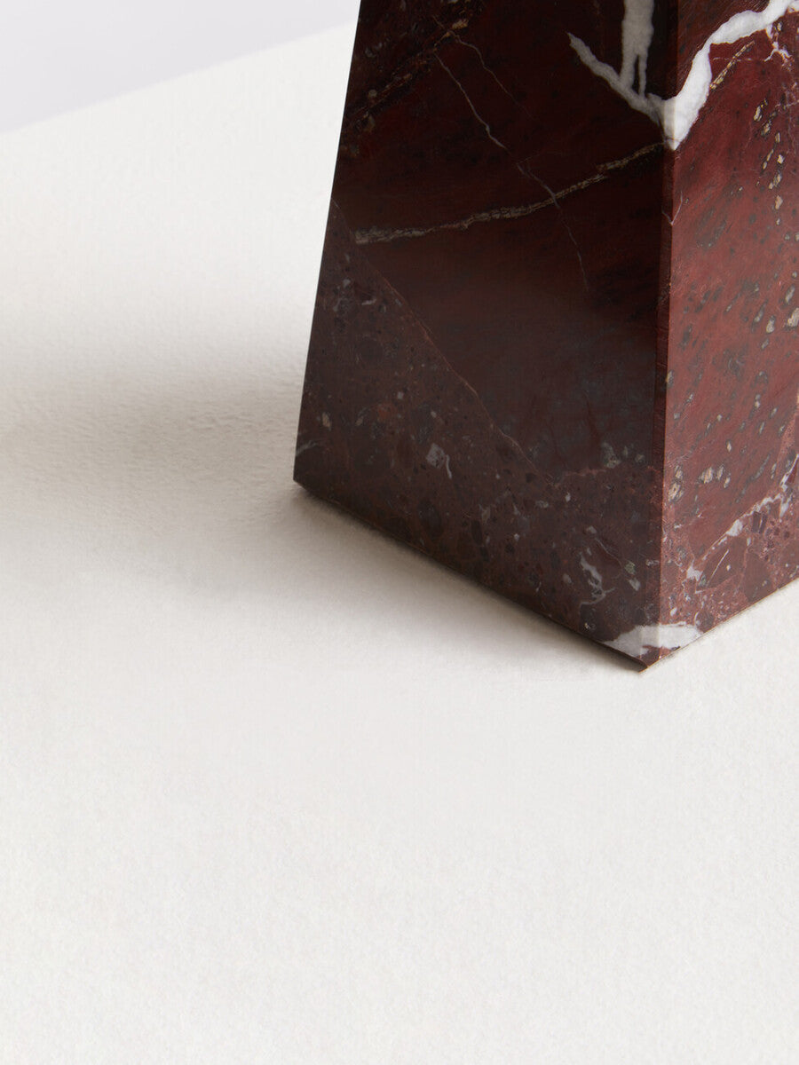Orsina Salmo Small Red Marble Obelisk – Sculptural Home Decor Accent