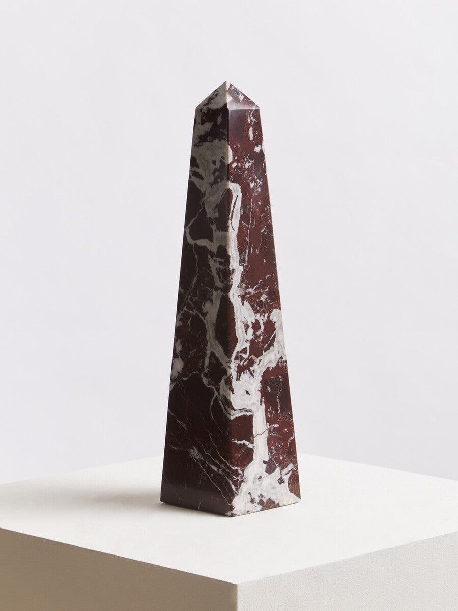 Orsina Salmo Large Red Marble Obelisk – Modern Stone Home Decor