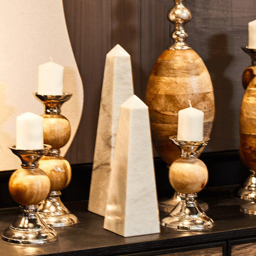 Orsina Salmo Large White Marble Obelisk – Modern Sculptural Decor