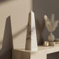 Orsina Salmo Large White Marble Obelisk – Modern Sculptural Decor