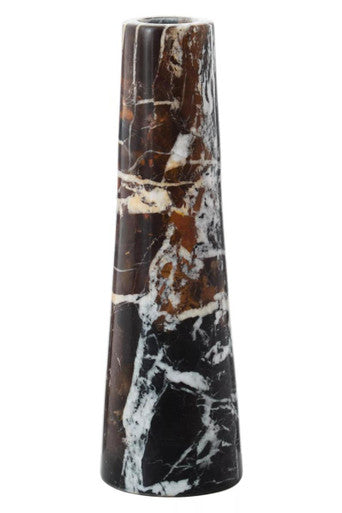 Orsina Salmo Black Marble Tapered Vase – Polished Stone Decor