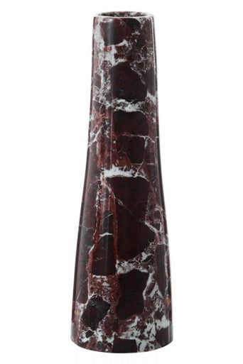 Orsina Salmo Red Marble Tapered Vase – Modern Stone Sculptural Decor