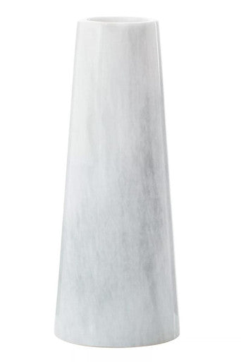 Orsina Salmo White Marble Tapered Vase – Modern Stone Floral Centerpiece