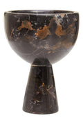 Orsina Salmo Small Black Marble Pedestal Bowl | Honed Stone Decor