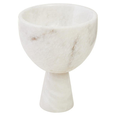 Orsina White Marble Pedestal Bowl – Small Honed Stone Catchall